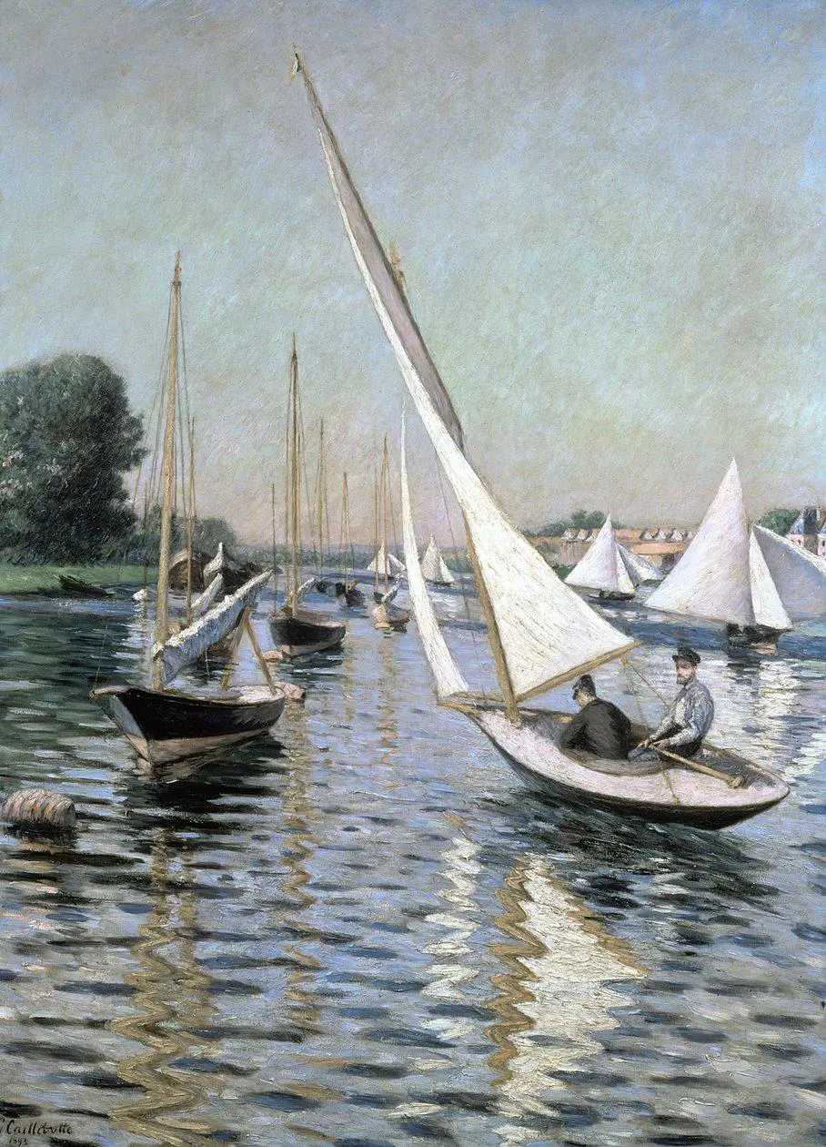 tableau impressionniste représentant des rameurs sur la Seine à Croissy-sur-Seine